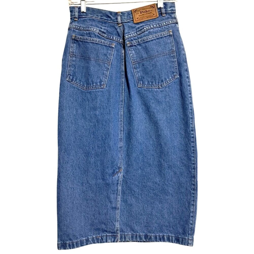 Polo Ralph Lauren Denim Skirt‎ Womens Size 6 Vintage Blue Cotton Jean Pencil USA